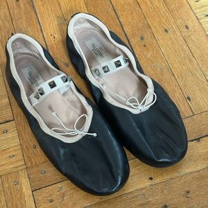 Valentino Black Ballet Flat Mary Janes